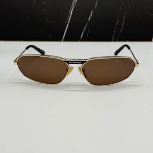 NEW BALENCIAGA BB0245S 003 UNISEX SUNGLASSES BB 0245S GOLD METAL OVAL EYEWEAR